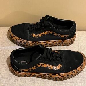 Vans Black and Leopard Women's Sneakers